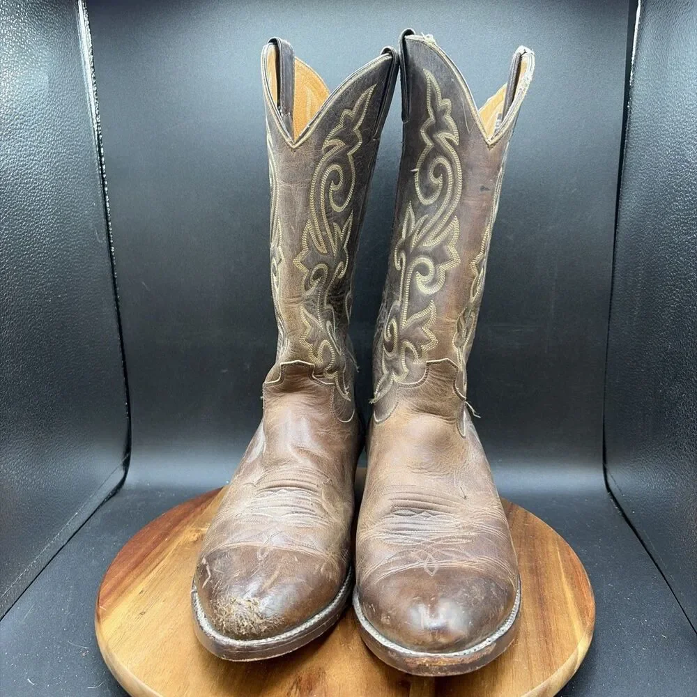 Justin 2253 Cowboy Boots Mens Size 12 EE Brown Buck Bay Apache Western Made USA